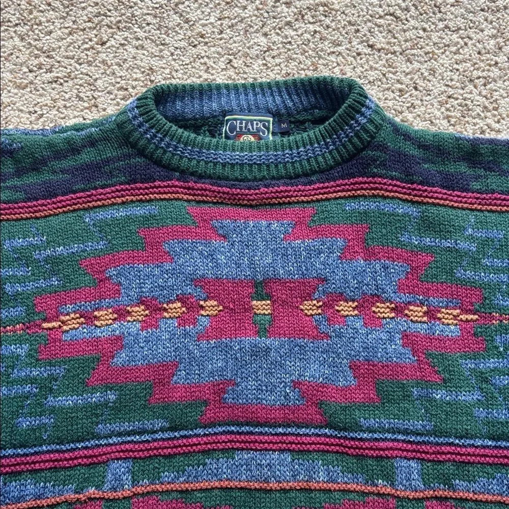 RARE VTG 90’s Chaps Ralph Lauren Polo Navajo Southwest Crew Sweater MIUSA M